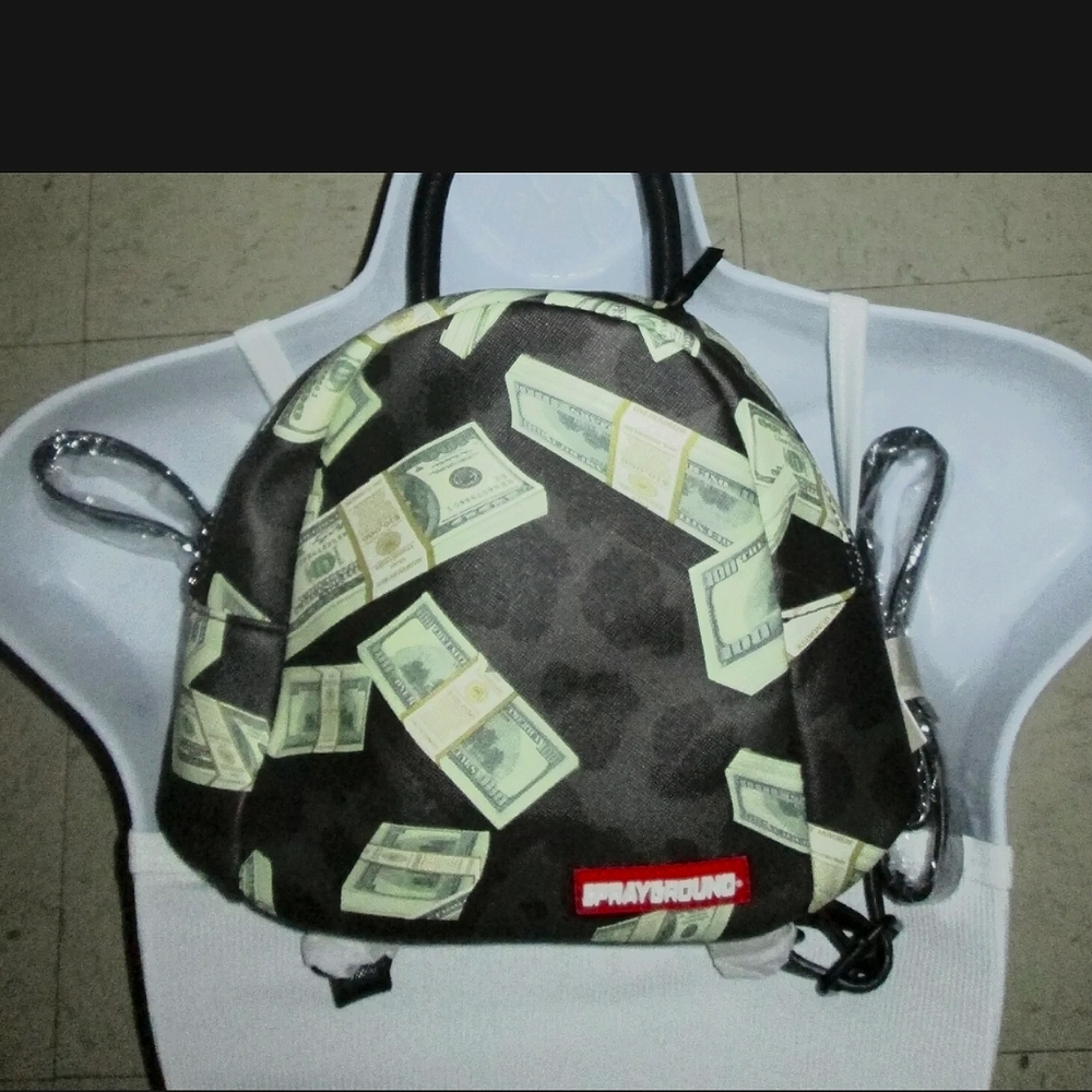 Money on Black Leopard Print Mini Baxkpack